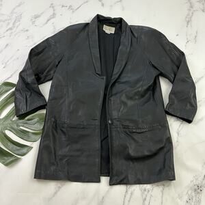 Ruth Wagner Womens Vintage 90s Oversize Leather Jacket Size S One Button Pockets